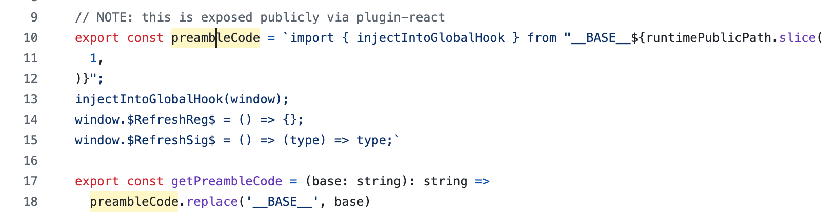 React Vite Plugin preamble 코드